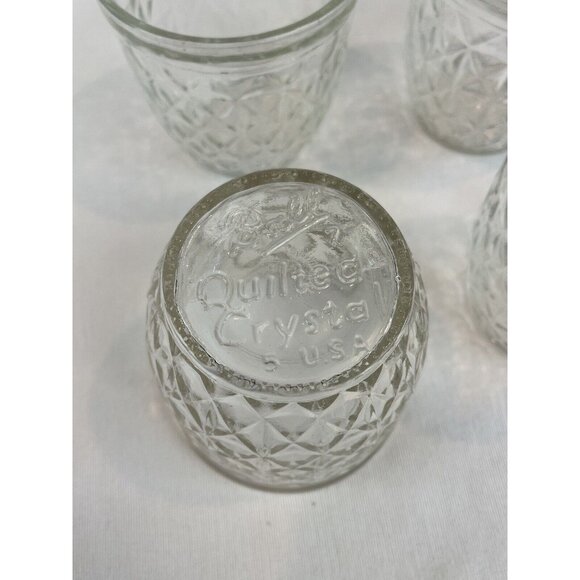Vintage Ball Quilted Crystal Glass Jelly Jars 3" Tall 2 3/4" Opening Lot of 4 - Picture 5 of 8